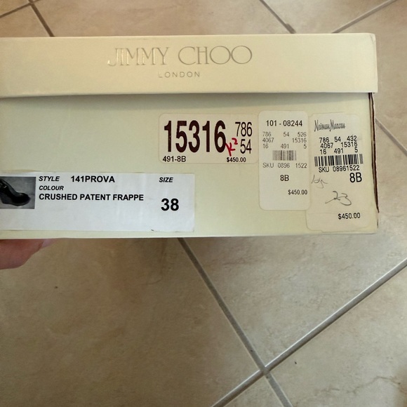 Jimmy Choo Prova Metallic Slingback Peep Toe Wedge Sandals - Picture 7 of 7